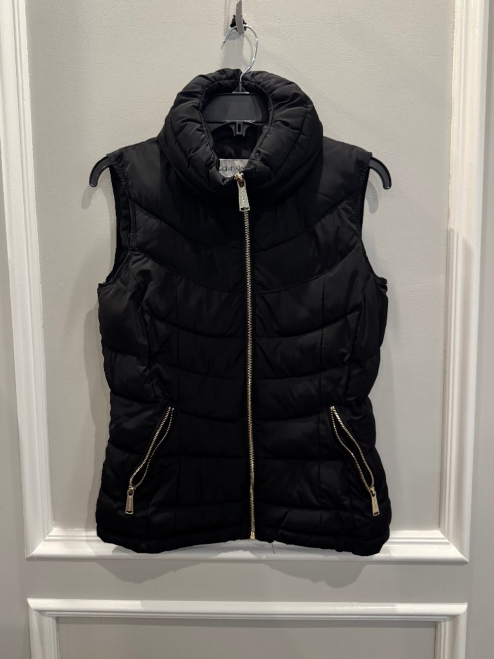 Calvin Klein Black Puffer Vest with Gold Hardware Size XS